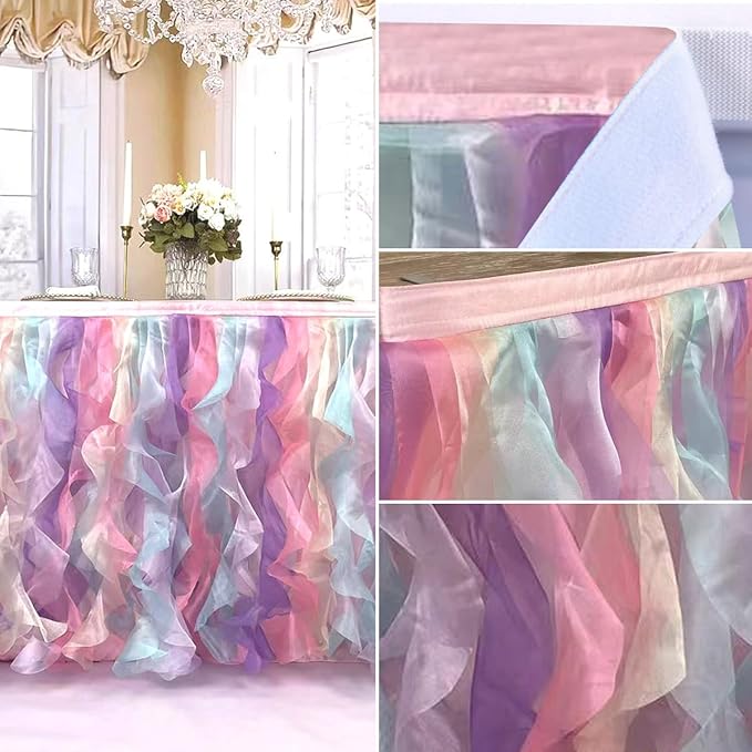 Luxury Organza Mesh Table Skirt Draping Floating Romance - Image 5