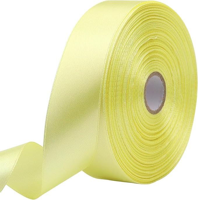 Cream Solid Satin Ribbon 1 Inch 50 Yards Solid Polyester Fabric Ribbon by Riunbb