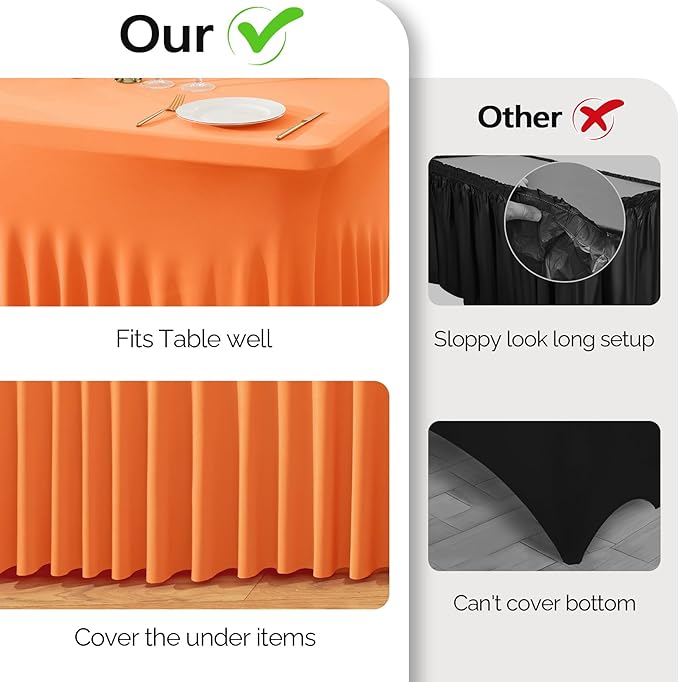 Wish Care 6 Pack Orange Spandex Table Clothes - Image 9