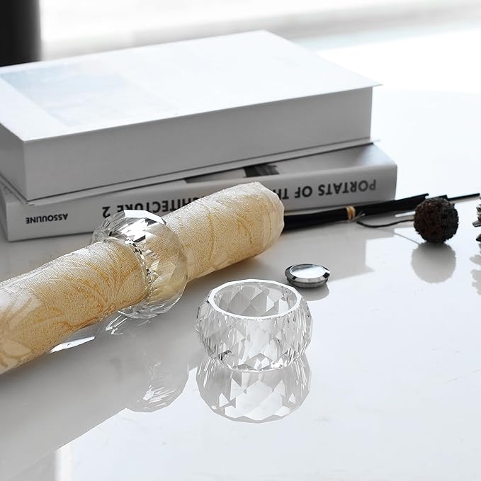 kitCom Crystal Napkin Ring Holders Set of 12, Luxury Crystal Napkin Holder Rings - Image 5