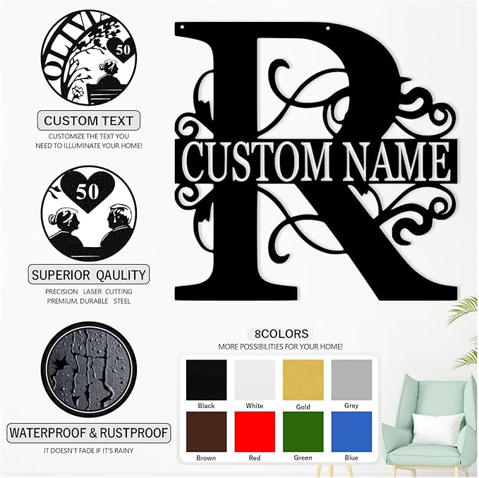Custom Metal Name Sign, Personalized Family Last Name Signs - Image 4