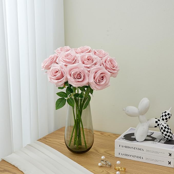 Artificial Rose 10pcs Open Flower Bouquet Faux Rose Stems - Image 2