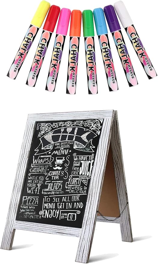 Rustic Whitewash Double Sided Chalkboard, 7.5"*8.6" Tabletop Stand, Small by YZLIANGYUAN