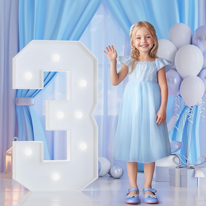 3FT Marquee Numbers 3 for 3rd, 30th Birthday Party Decorations, Large Light Up by Tongjoy