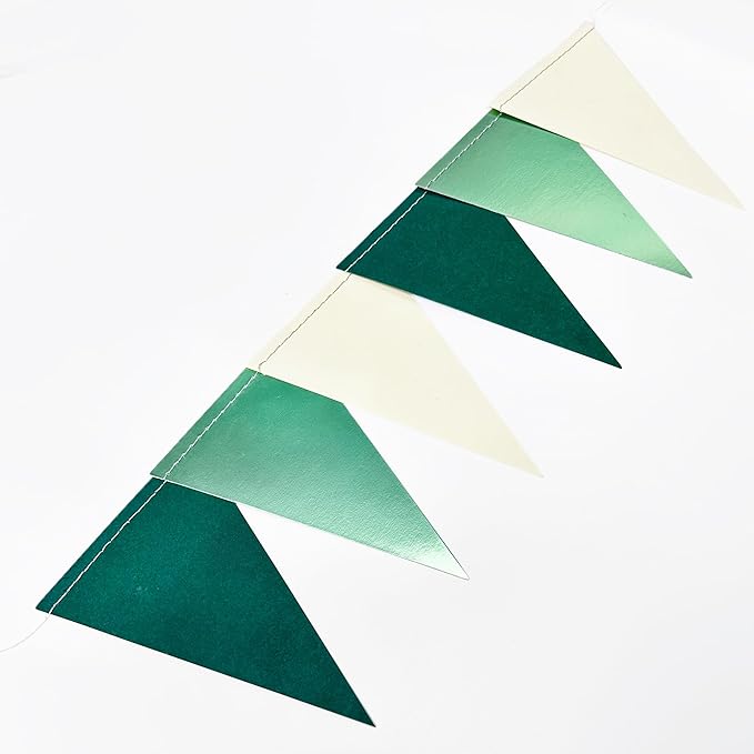 Sage Green Decorations Hanging Paper Pennant Banner Flag Green Beige Triangle - Image 3