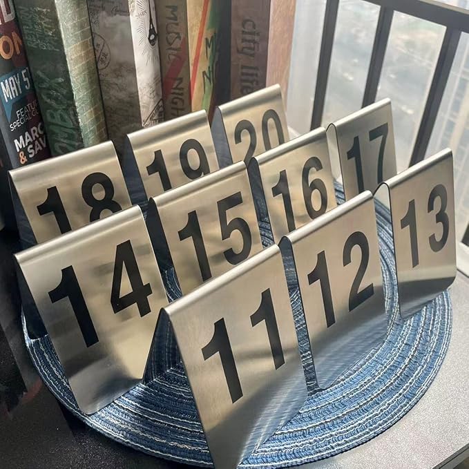 Metal Place Cards Stackable Tent Style Table Numbers, Place Card Holders - Image 3