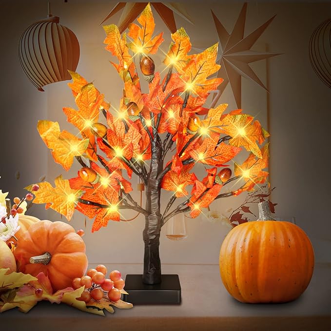 18 Inch Fall Lighted Maple Tree - Image 9