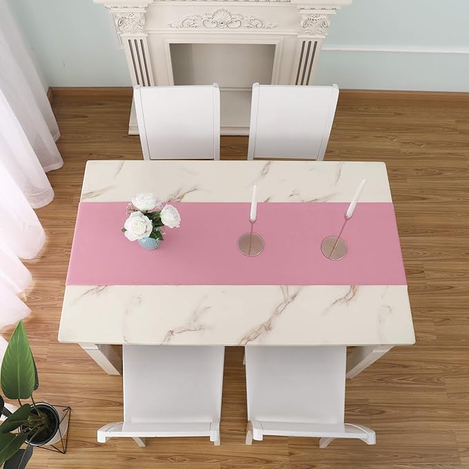 DUALIFE Baby Pink Table Runner 14x72 Inches, Romantic Rose Pink - Image 2