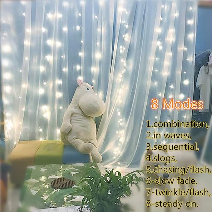 YEOLEH String Lights Curtain, USB Powered Fairy Lights - Image 2