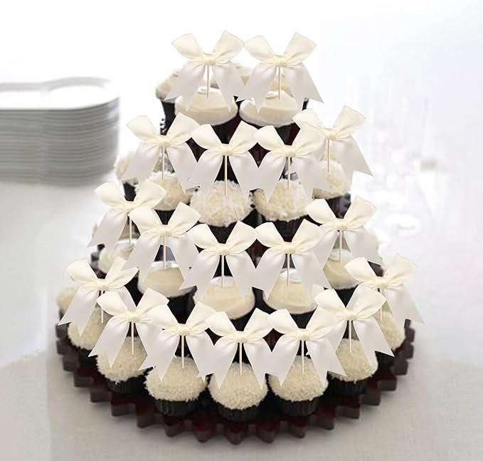 24 PCS Bow Cupcake Toppers Bowknot Coquette Bow Girls Birthday Cake Decorations - Image 6