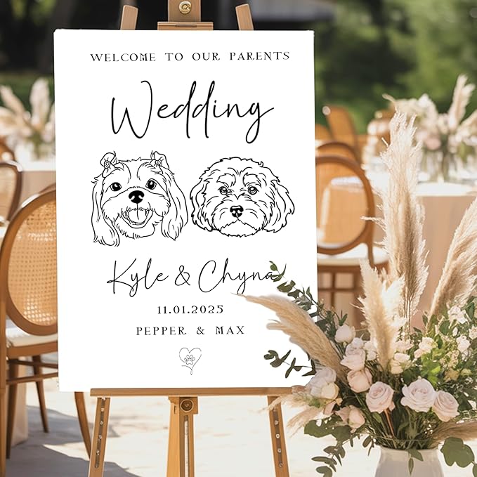Personalized Pet Wedding Welcome Sign Using Pet Photo, Custom Dog Cat Welcome - Image 5