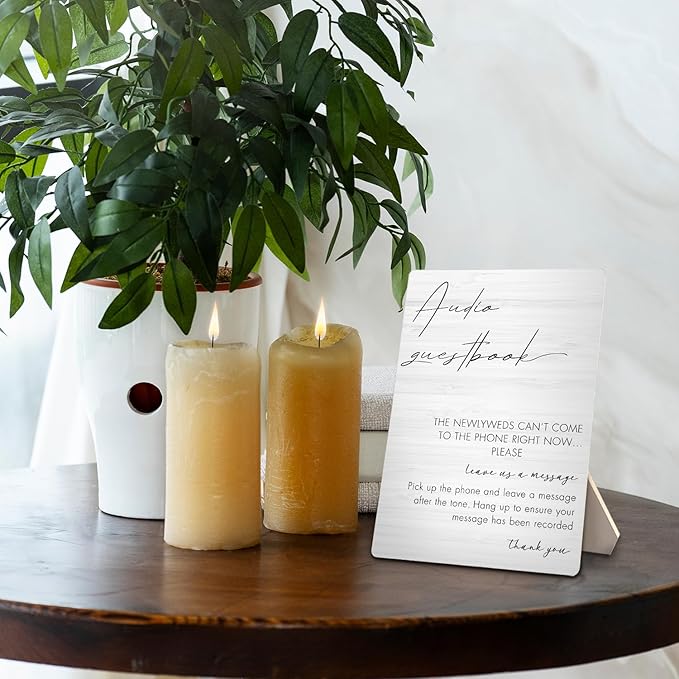 Audio Guestbook Sign, Wedding Guestbook Wooden Sign Stand 5x7inch, Message - Image 4