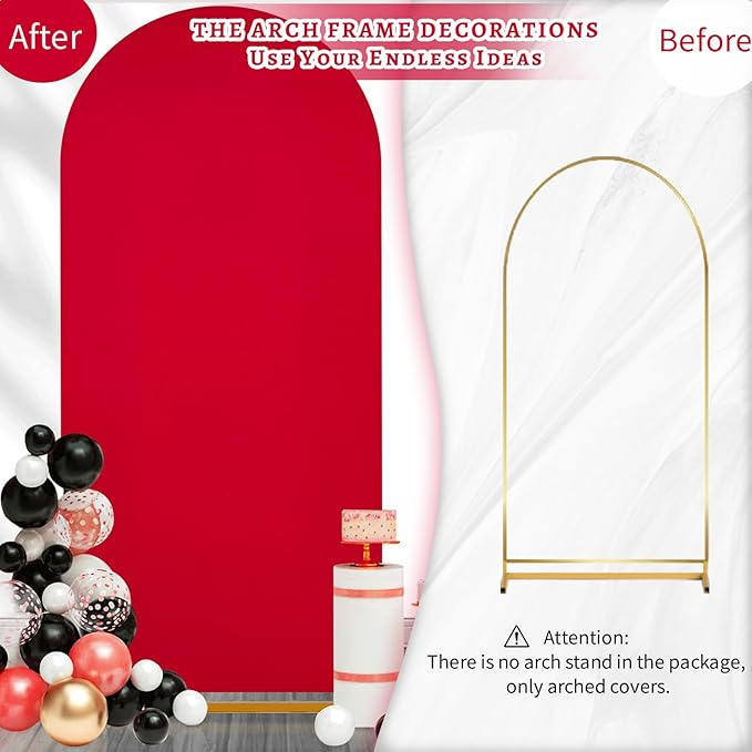 SoarDream Red Wedding Arch Backdrop Cover 6.6FT Spandex Fitted Red Wedding Arch - Image 2