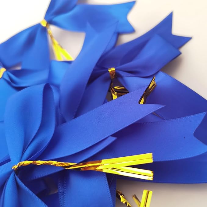 50pcs 3-1/2 Inch Blue Satin Ribbon Bows - Image 9