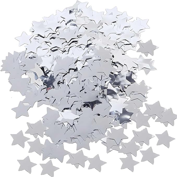 Silver Star Foil Confetti Beautiful Metallic Table Confetti Glitter by Unknown