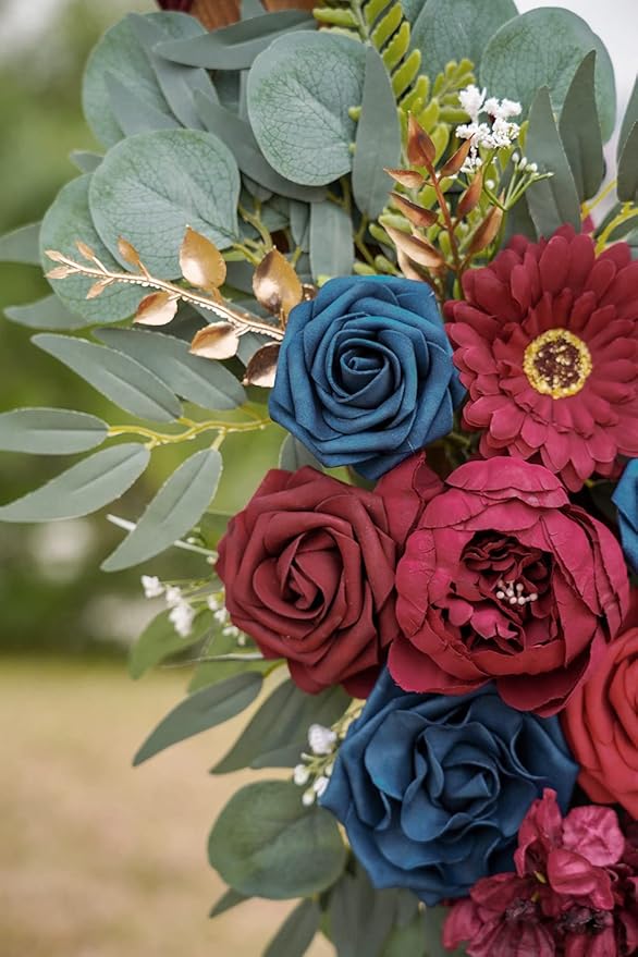 ponatia Wedding Arch Flowers, Burgundy and Navy Flowers Wedding Decorations - Image 7