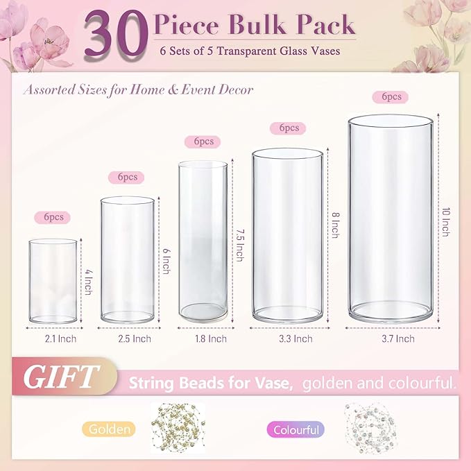 30pcs Glass Vase Cylinder Vases - Image 2