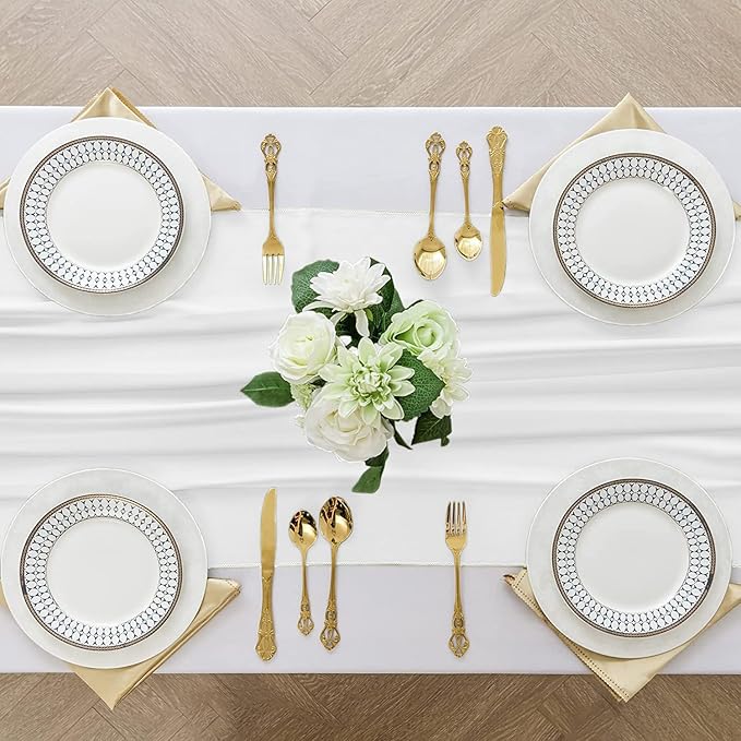 2 Pack 10 Ft Chiffon Table Runner White Gauze Long Table Runners 27x120 Inches - Image 4