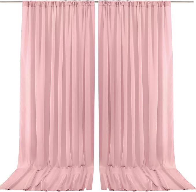 PARTISKY 10ftx10ft Dusty Rose Chiffon Sheer Backdrop Curtains, Wrinkle-Free - Image 9
