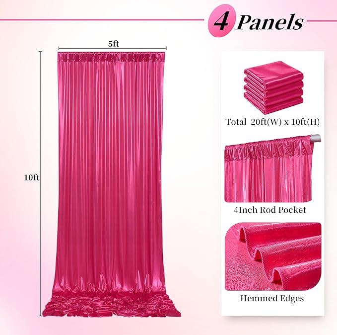 20ftx10ft Hot Pink Sequin Backdrop Curtain - Image 5