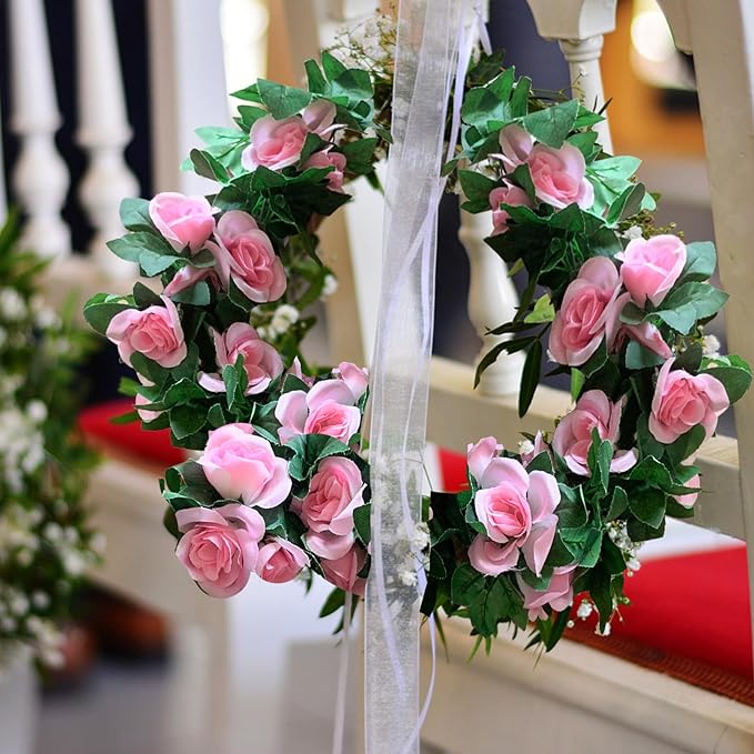 4 Pack Artificial Rose Vine Garland Fake Roses Flowers Plants Vines Hanging - Image 6