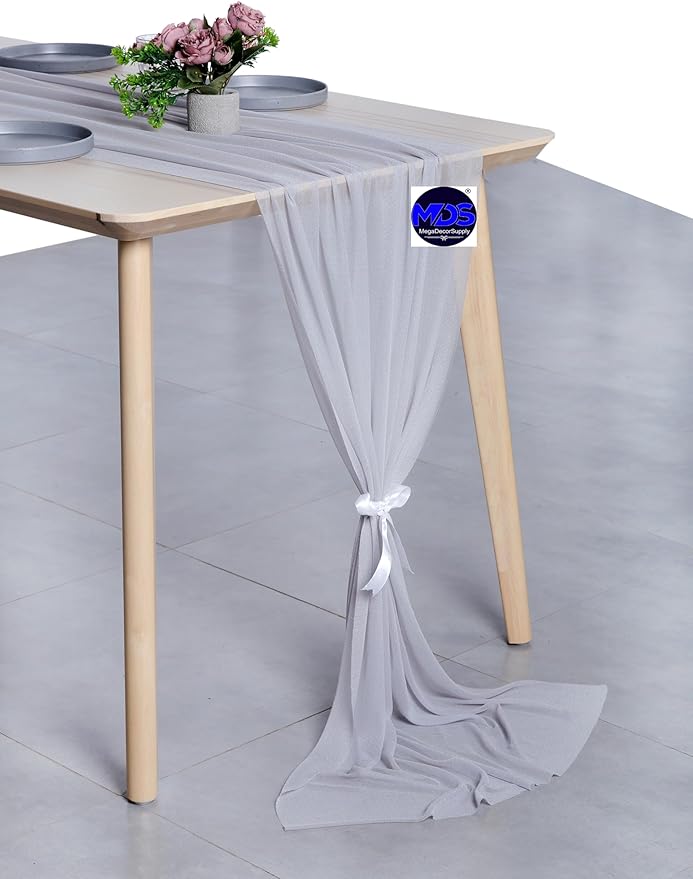 MDS 2 Pack 14ft Chiffon Table Runner 29 x 170 Inches Sheer Wedding Runner - Image 3
