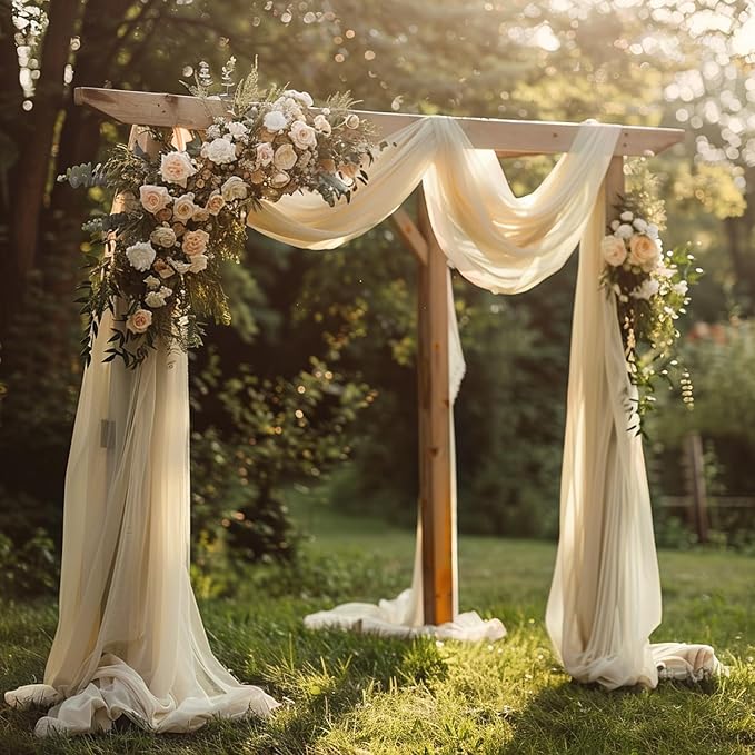 Wokceer Champagne Wedding Arch Draping Fabric Backdrop 3 Panels 28.7" X 20FT - Image 7