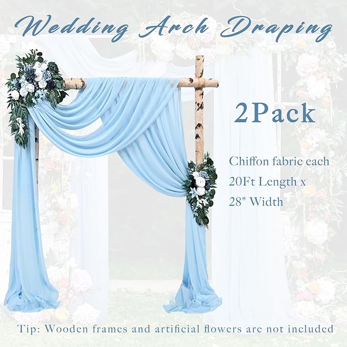 Wedding Arch Drapes Fabric 2 Panels 20Ft Length x 28" Width Baby Blue Arch - Image 6