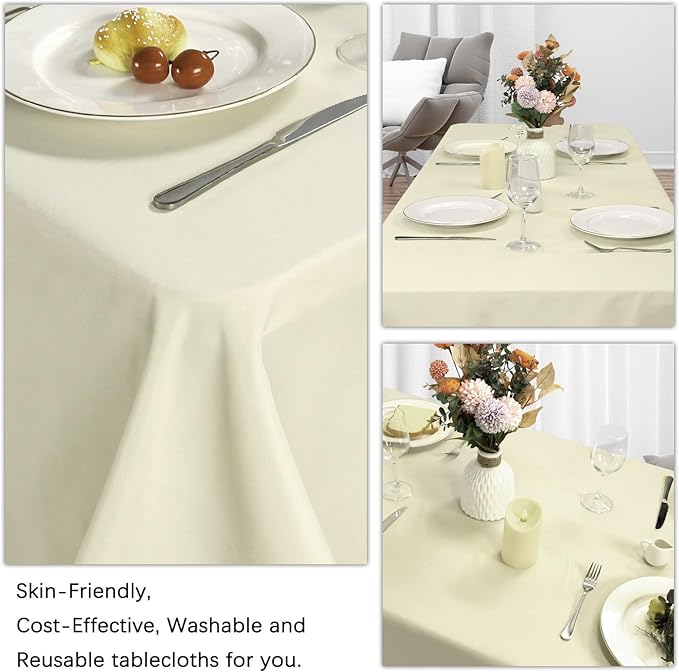 8 Pack Beige Tablecloth 60 x 102 Inch Rectangular Tablecloths - Image 5