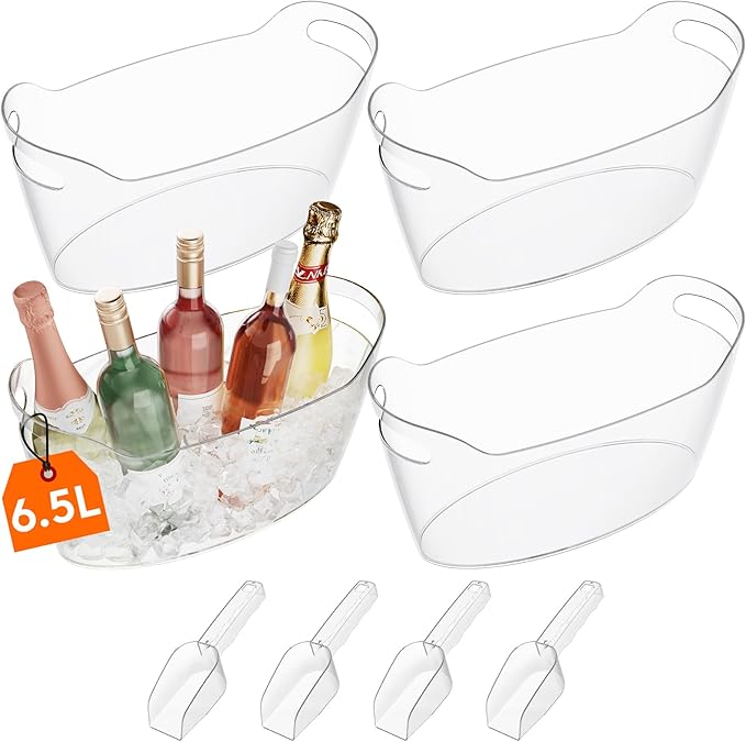 Lifewit Large 6.5L Ice Bucket for Parties 4 Pcs, Portable Drink Bucket for by Lifewit