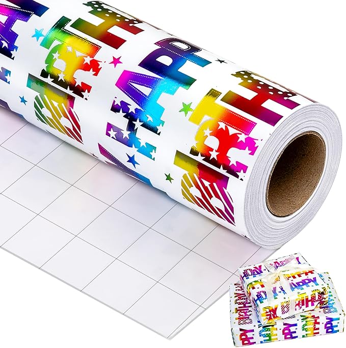 Yarcony Birthday Wrapping Paper Roll, Mini Roll Gift Wrapping Paper, Colorful - Image 8