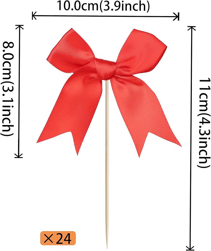 24 PCS Bow Cupcake Toppers Bowknot Cake Toppers Bow Cupcake Picks Bowknot - Image 2