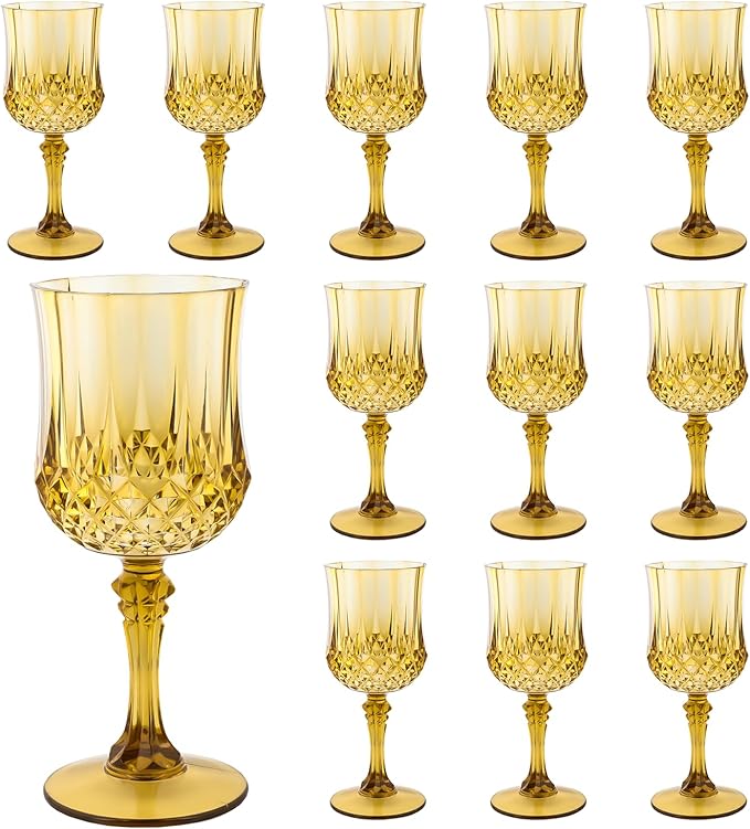 Plastic Wine Glasses，Plastic Goblets Vintage Style Cordial Drinking Glasses by LEYIQUCHAMPAGNEWINEGLASSES