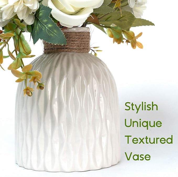 Epicpetal Fake Flowers in Vase, Artificial Pink Flowers in Vase - Image 4