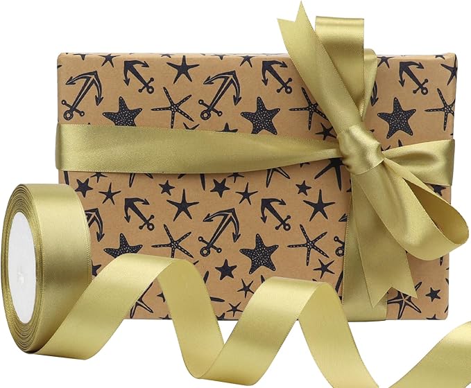 Champagne Gold Solid Satin Ribbon 1 Inch 25 Yards Solid Polyester Fabric Ribbon - Image 5