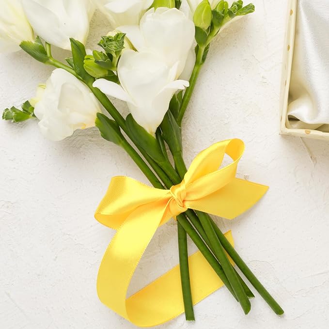 NESCCI 100 Yards Ribbon, 1-1/2 Inch Yellow Satin Ribbon, Single Face Satin - Image 3