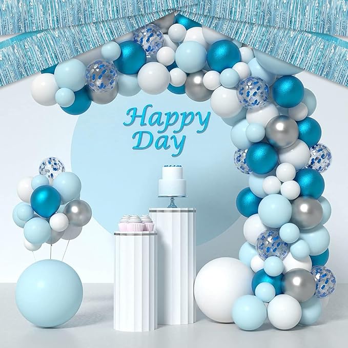 4 Pack 10 Feet Light Blue Foil Fringe Garland Metallic Tinsel Streamers Banner - Image 3