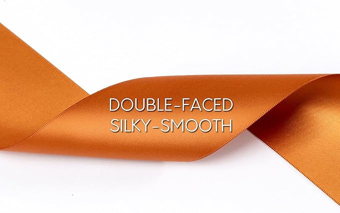 Copper Satin Ribbon 2.5 Inch Double-Faced Polyester Ribbons 25 Yards - Image 3