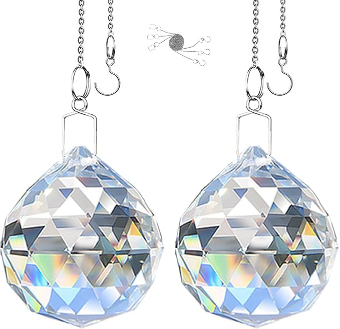 MerryNine 2 Pack Crystal Ball Prism Sun Shine Catcher Rainbow Pendants Maker by MerryNine