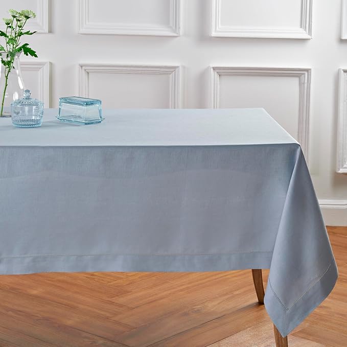 Solino Home Dusty Blue Linen Tablecloth 60 x 108 Inch - Image 5