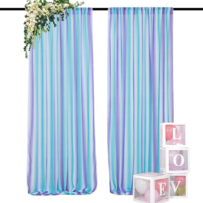 DUOBAO Sheer Curtains for Girls Bedroom, Light Filtering Purple Rod Pocket by DUOBAO