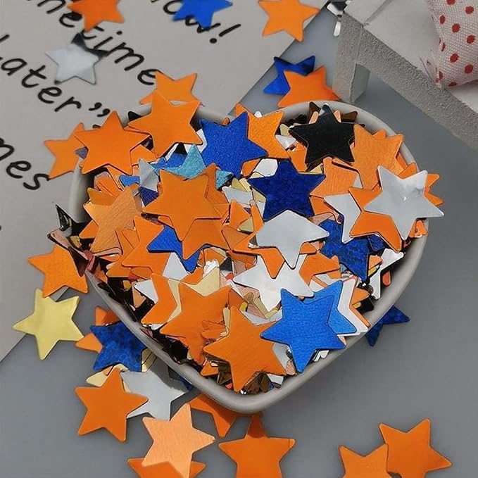 Orange Blue Metallic Foil Star Confetti 0.78inch/2cm 8000Pcs Table Confetti - Image 4