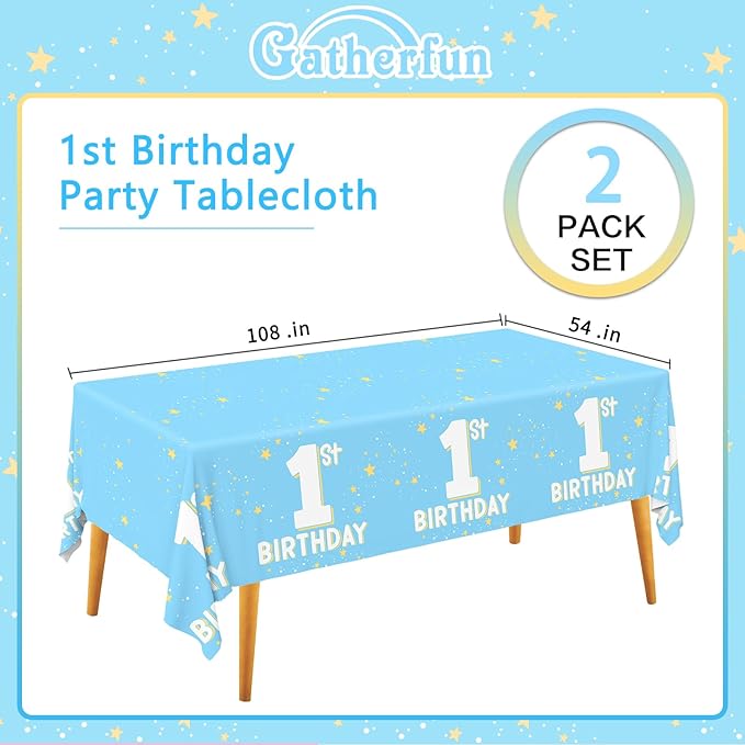 Gatherfun Baby Blue Party Supplies Set: 1st Birthday Decorations, Includes - Image 2