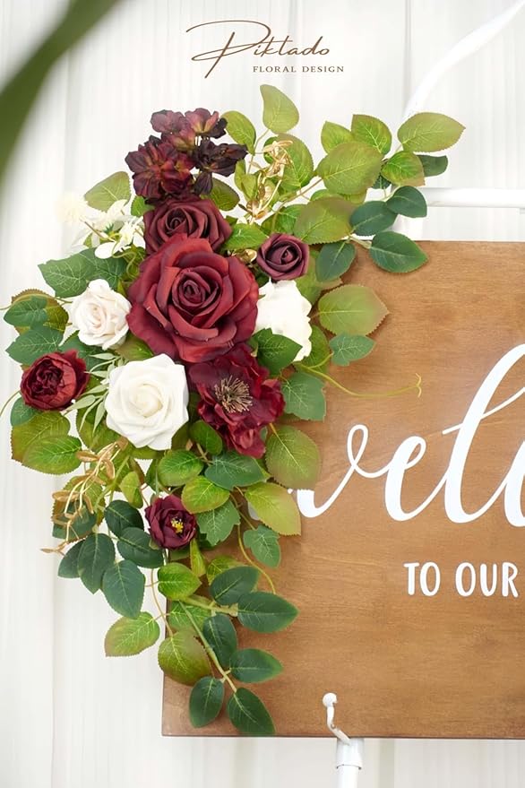 Wedding decor Welcome Sign Flower Backdrop Garland - Image 7