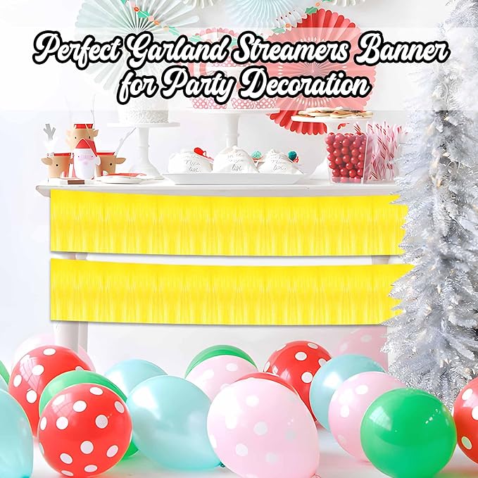 6 Pack 10 Ft Macaron Yellow Foil Fringe Garland Metallic Streamers Tinsel - Image 4