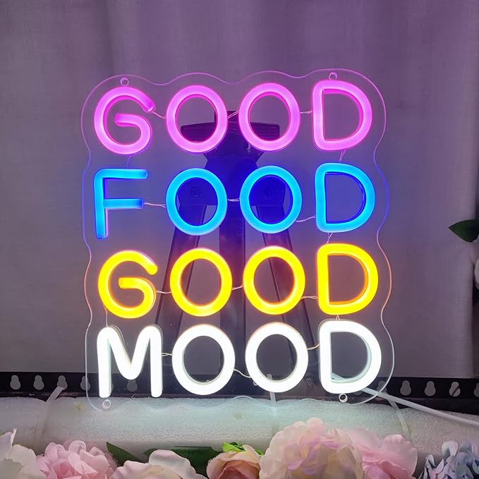 Good Food Good Mood Neon Signs for Wall Decor, Food Neon Sign Mood Neon Light - Image 3