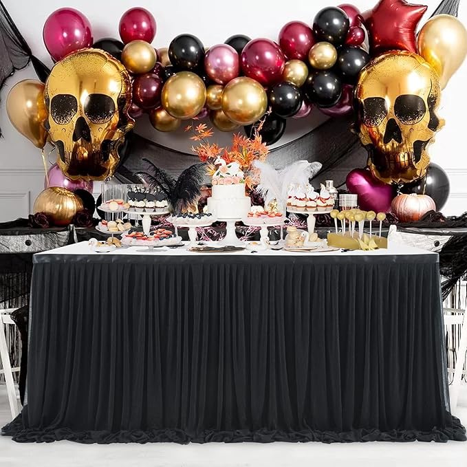 9ft Black Tulle Table Skirt for Rectangle Tables or Round Tables Tutu Table - Image 3