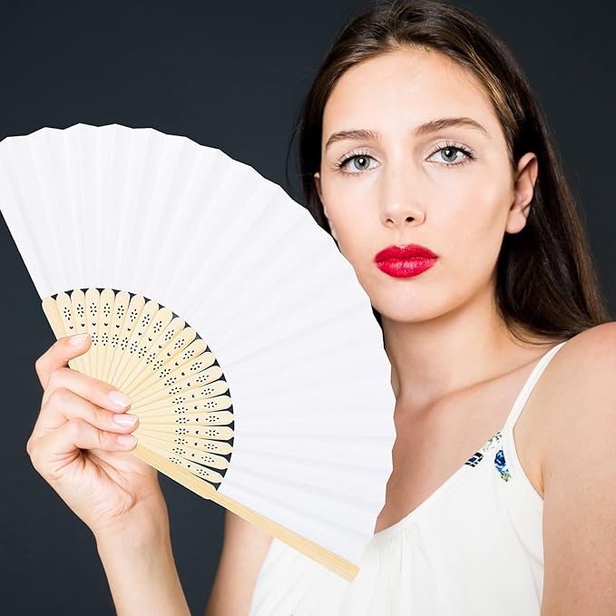 Aneco 36 Pieces Handheld Paper Fans Paper Folding Fans - Image 6