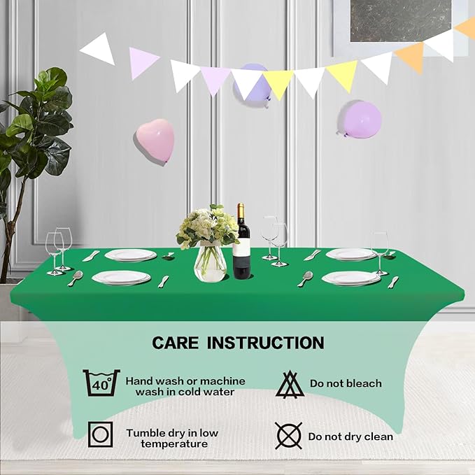 IVAPUPU 6FT Table Cloth for Rectangular Fitted Events Stretch Emerald Green - Image 5