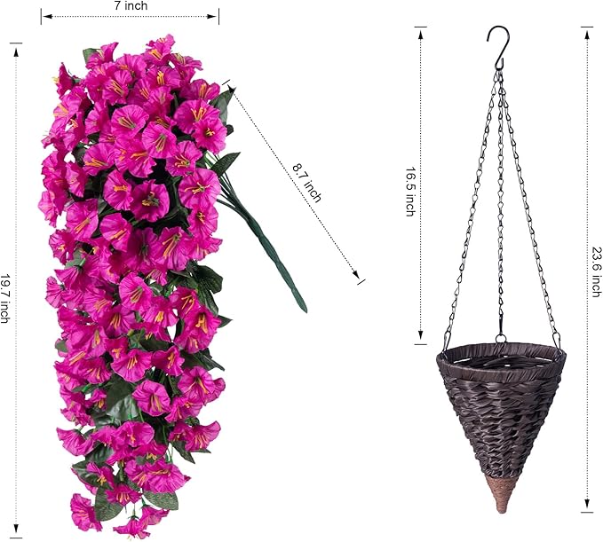 Artificial Fake Hanging Flowers Plants Baskets - Image 2